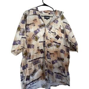 Resistol Rodeo Gear Mens Multi Color Graphic Print Button Up Short Sleeve Sz XL